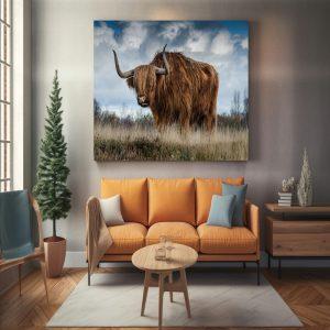Ox canvas art frame