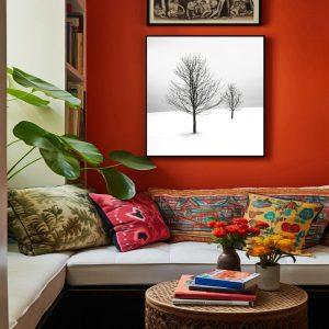 Snow tree canvas art frame