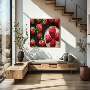 Strawberry canvas art frame
