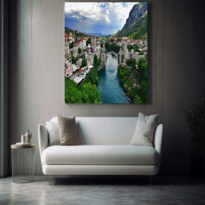 Town canvas art frame